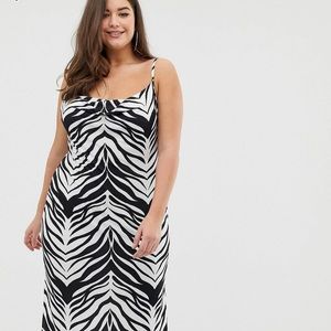 ASOS DESIGN curve cowl front slip midi dress in tiger print